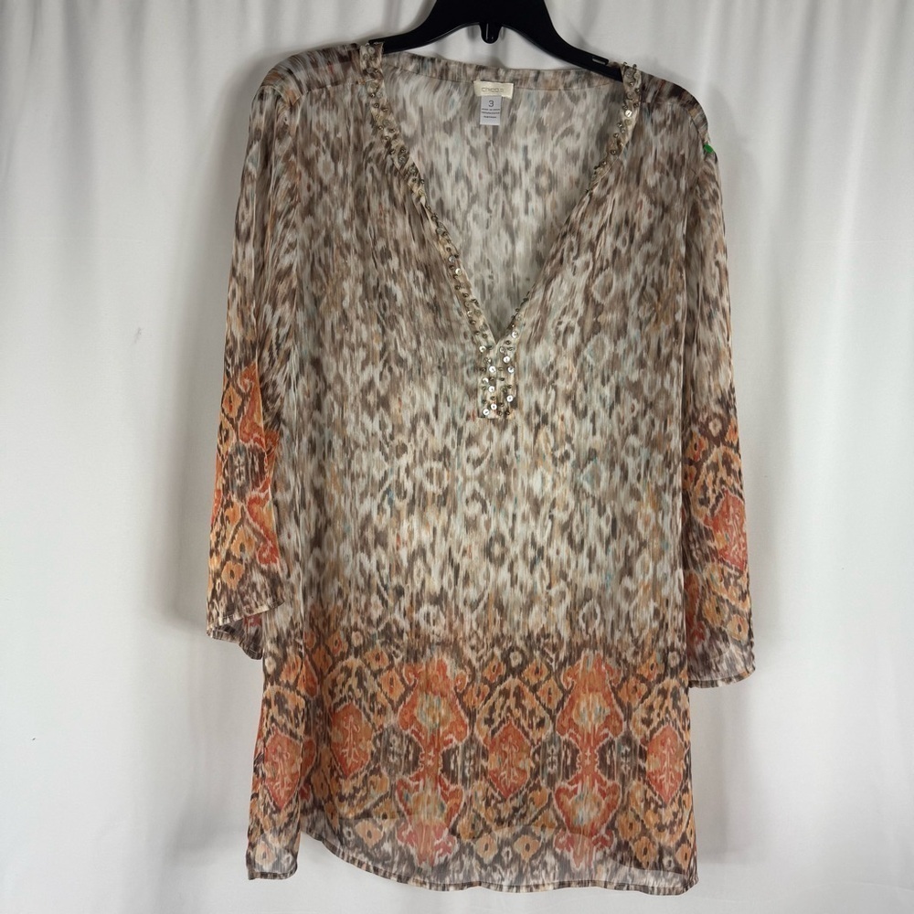 Chico's Leopard Print Animal Cover up, 
Sequin Tunic Sz:XL